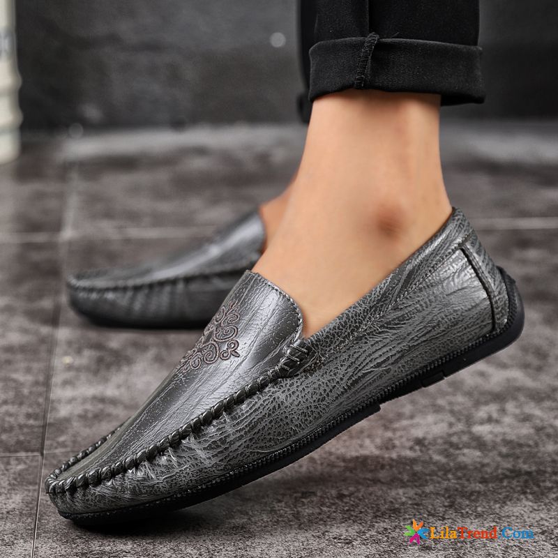 Halbschuhe Herren Schnürschuhe Orangenfarbig Slip-on Casual Herbst Faul Mokassins Günstig