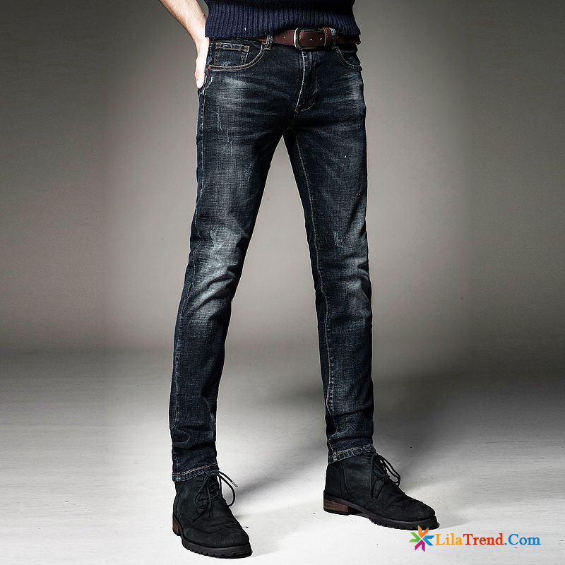 Hellblaue Jeans Herren Schlank Elastisch Trend Lange Herbst Verkaufen