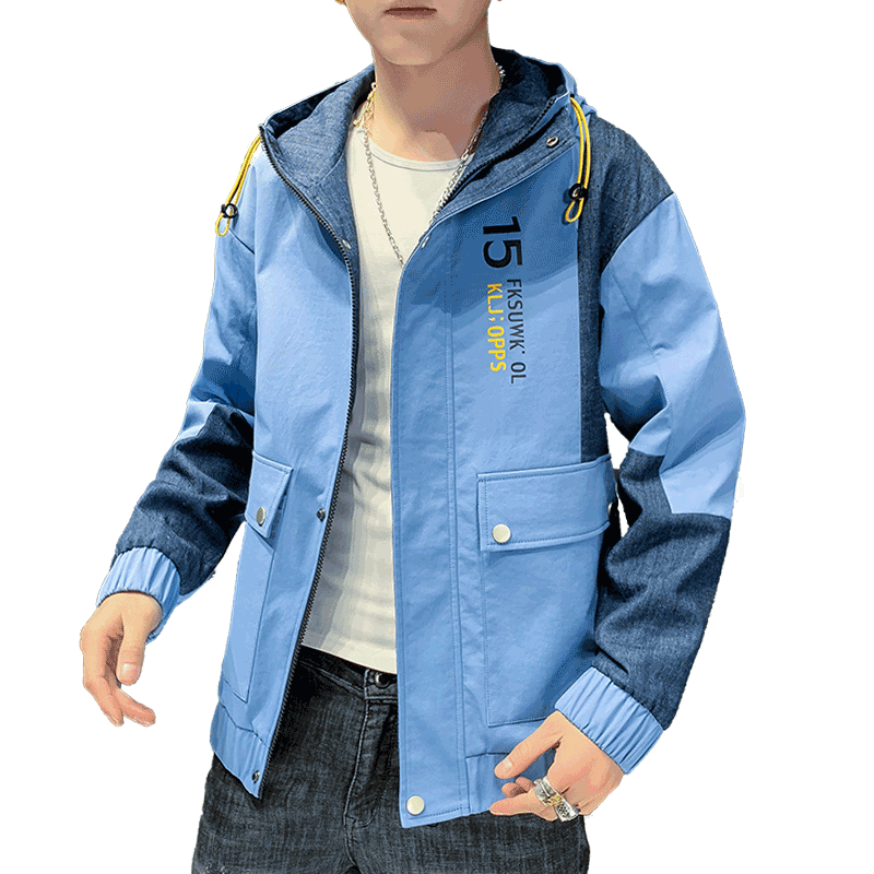 Herren Blouson Jacke Dunkelblau Allgleiches Neu Mit Kapuze Trend Mantel Verkaufen