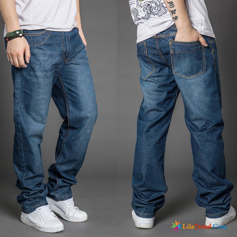 Herren Jeans Blau Große Größe Herren Hose Lose Feder Günstig