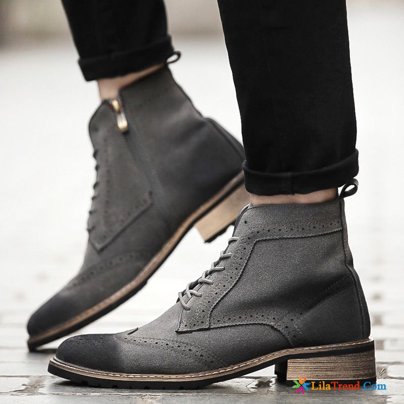Herren Mode Boots Schwarz Mitte Kurze Stiefel Trend Spitze Winter Kaufen