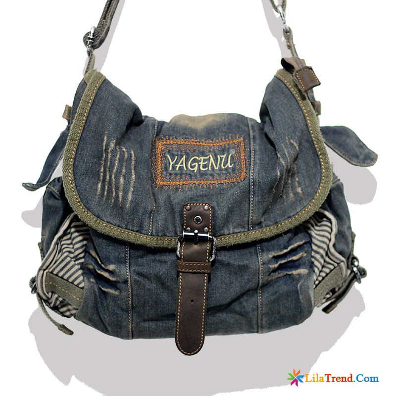 Herren Notebooktasche Leder Hell Messenger-tasche Retro Denim Herren Einfach Kaufen