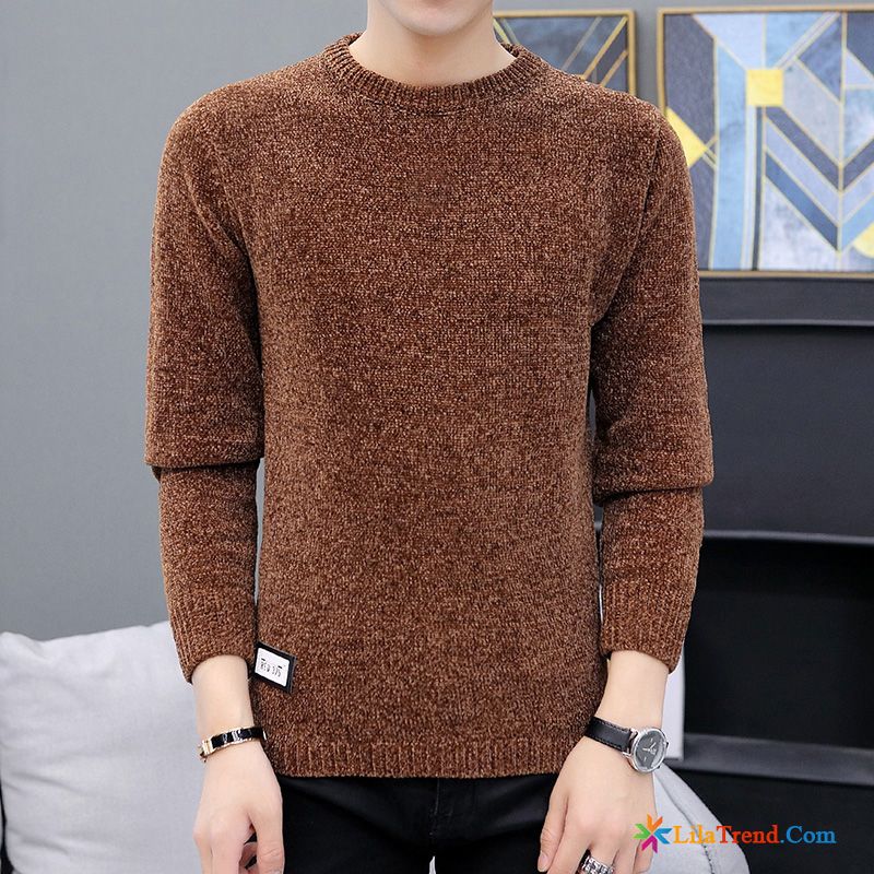 Herren Pullover Modern Rundausschnitt Trend Braun Pullover Unteres Hemd