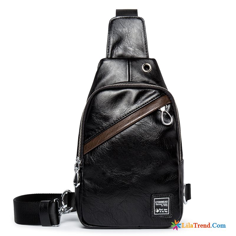 Herren Reisetasche Leder Schwarz Herren Freizeit Mode Draussen Brustpackung Kaufen