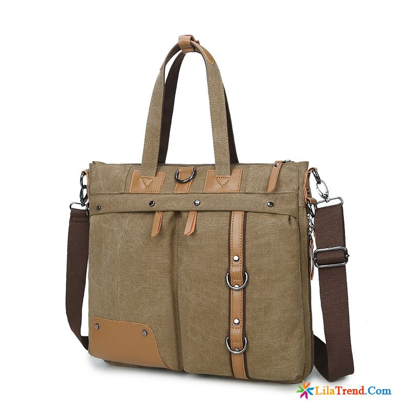 Herrentasche Leder Braun Segeltuch Herren Retro Rucksack Handtaschen Günstig