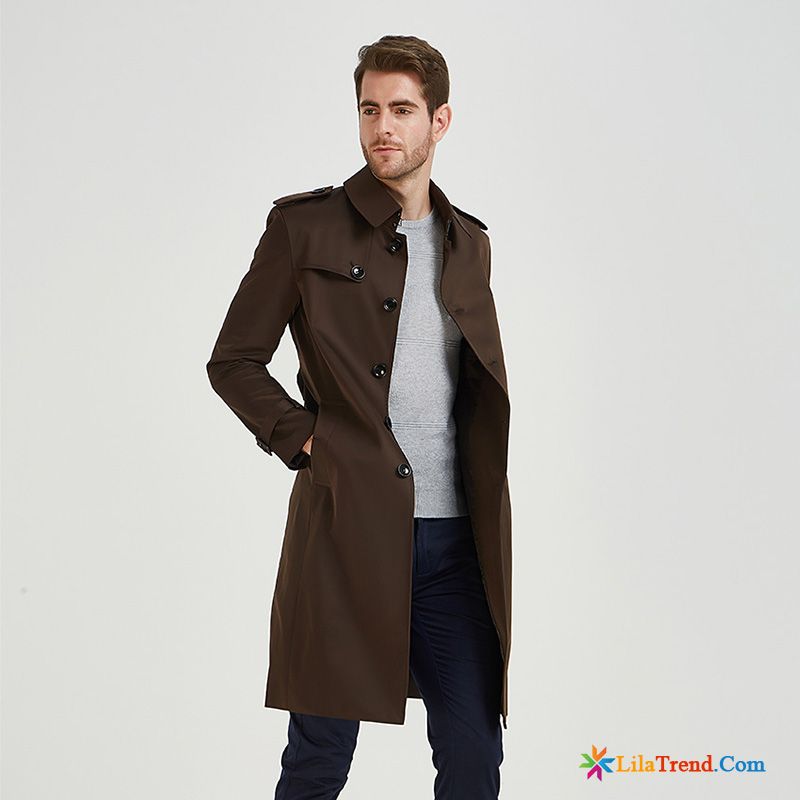 Jacke Herren Herbst Revers Braun Mäntel Britischen Herbst Billig