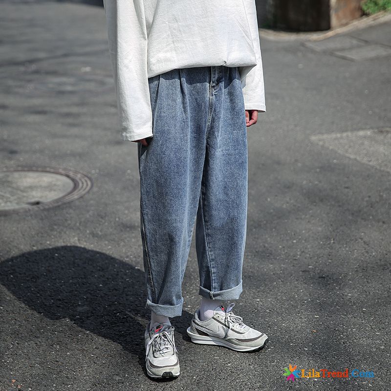 Jeans Für Große Männer Navy Blau Hosen Allgleiches Trend Lose Billig