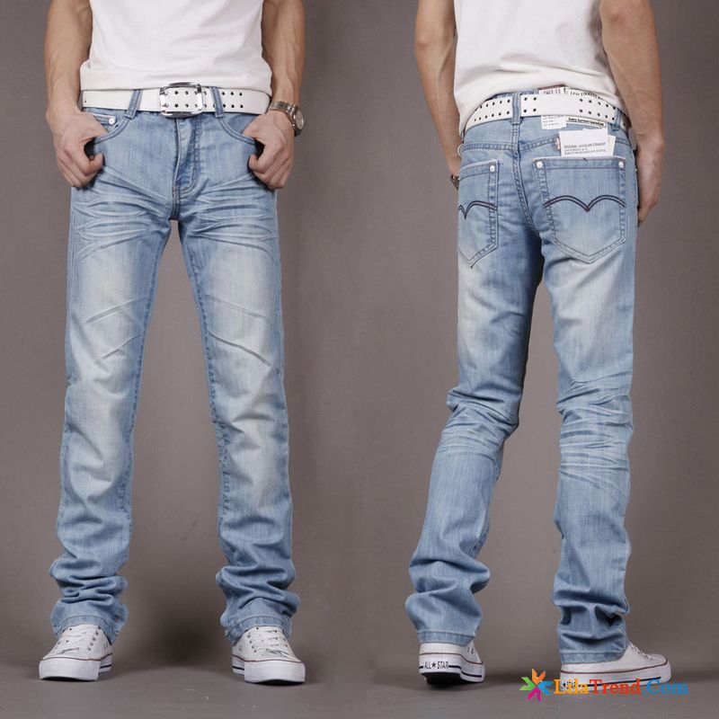 Jeans Herren Stretch Schlank Freizeit Hellblau Jeans Herren Kaufen