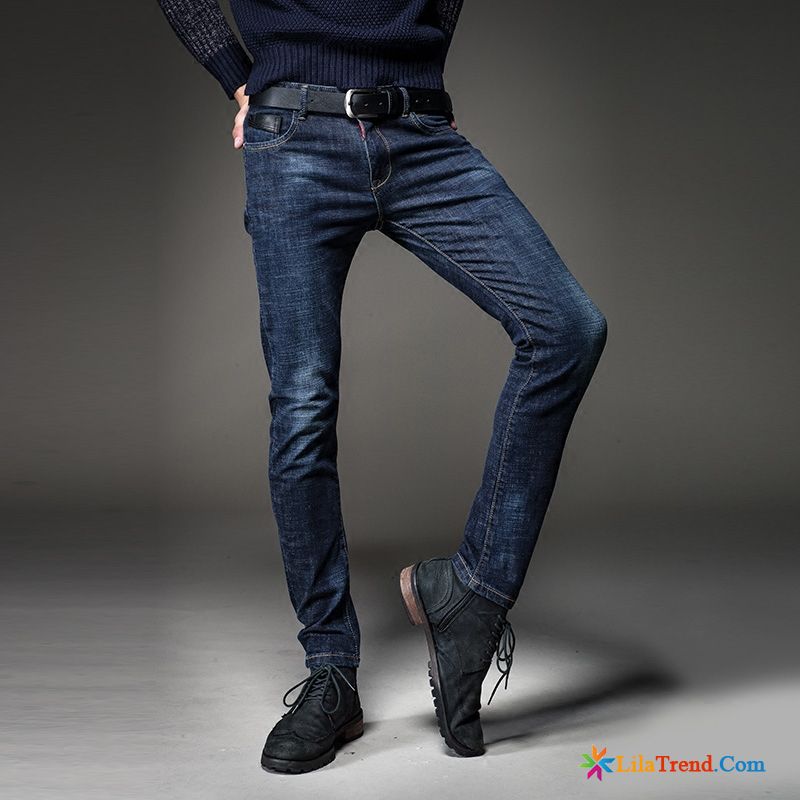 Jeans Mit Löchern Herren Hellrot Feder Jeans Gerade Elastisch Herren Verkaufen