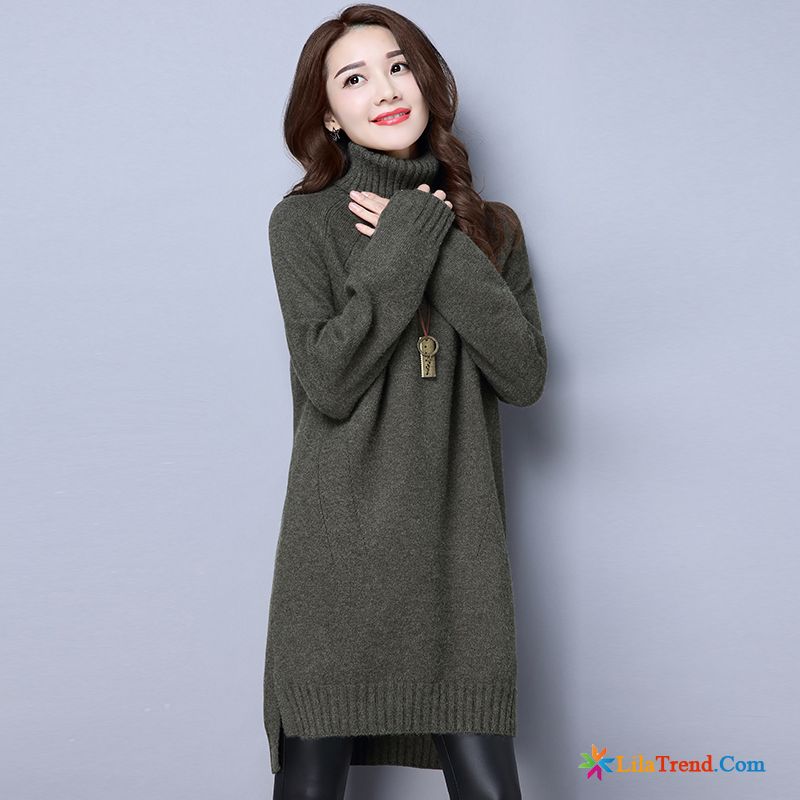 Kleid Lang Schwarz Weinrot Winter Damen Lange Strickwaren Trend Kaufen