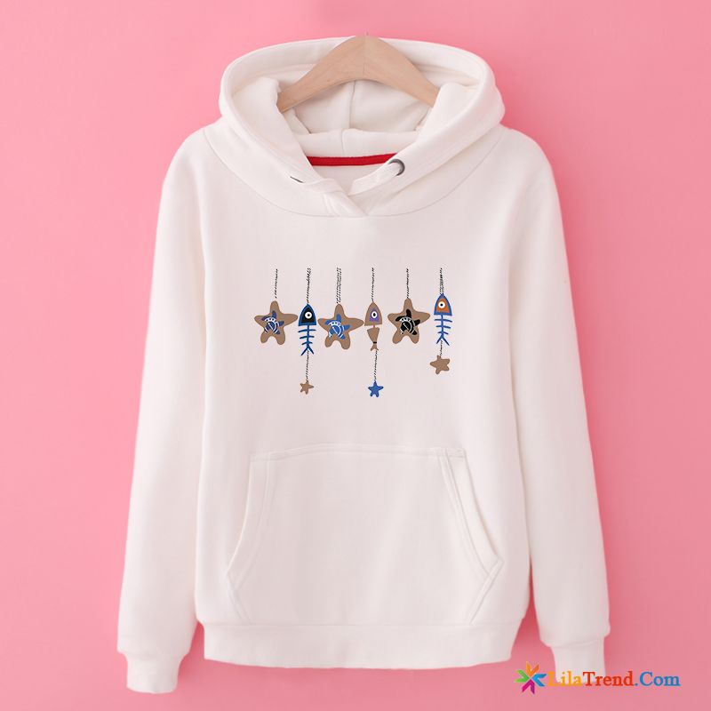 Kragen Kapuzenpullis Damen Drucken Lose Feder Hoodies Trend Kaufen