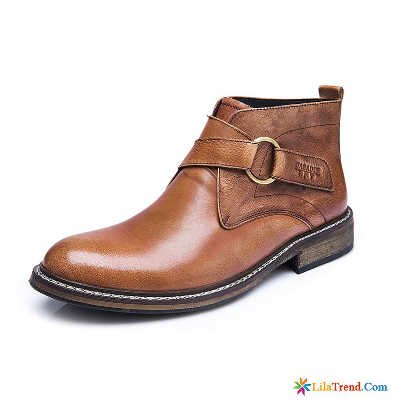 Leder Schaftstiefel Für Herren Echtleder Stiefel Slip-on Retro British Günstig