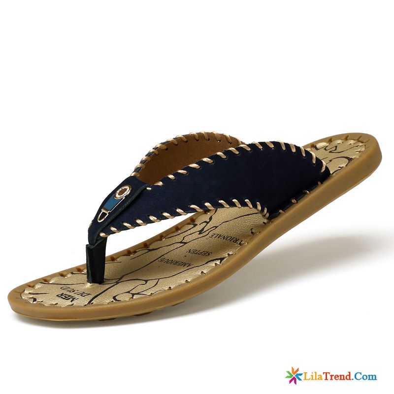 Lederpantoffeln Herren Hellblau Flip Flops Strand Hausschuhe Neue Blau