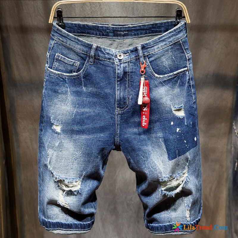 Leichte Hose Herren Kurze Hose Blau Dünn Herren Denim