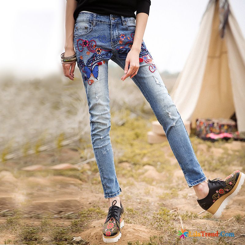 Leichte Sommer Jeans Damen Damen Jeans Feder Stickerei Dünn Günstig