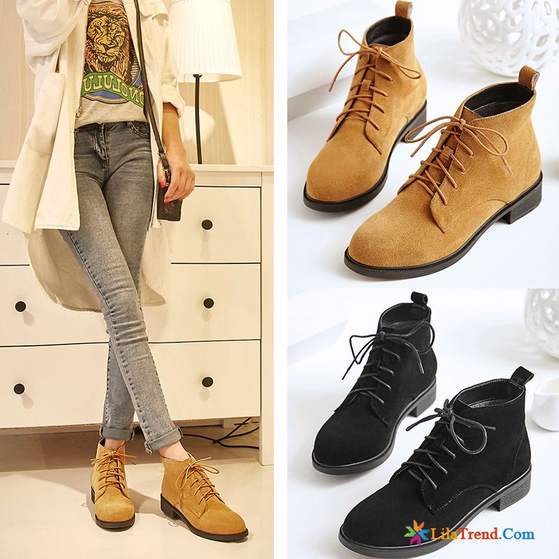 Online Shop Schuhe Echtleder Flache Herbst Gefrostet Kurze Stiefel Rabatt