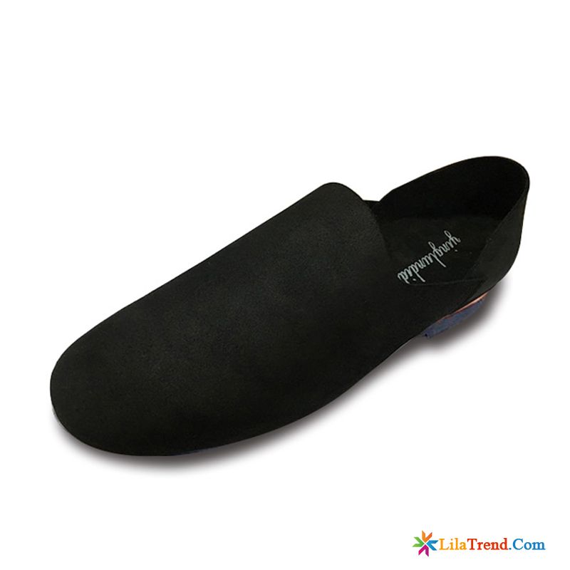 Outdoor Halbschuhe Hellrosa Gefrostet Slip-on Schwarz Echtleder Schuhe Günstig