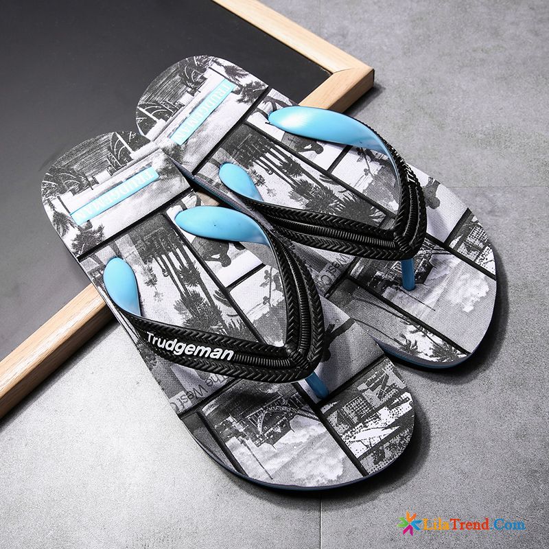 Plüsch Pantoffeln Herren Trend Flip Flops Outwear Schwarz Gummi Billig