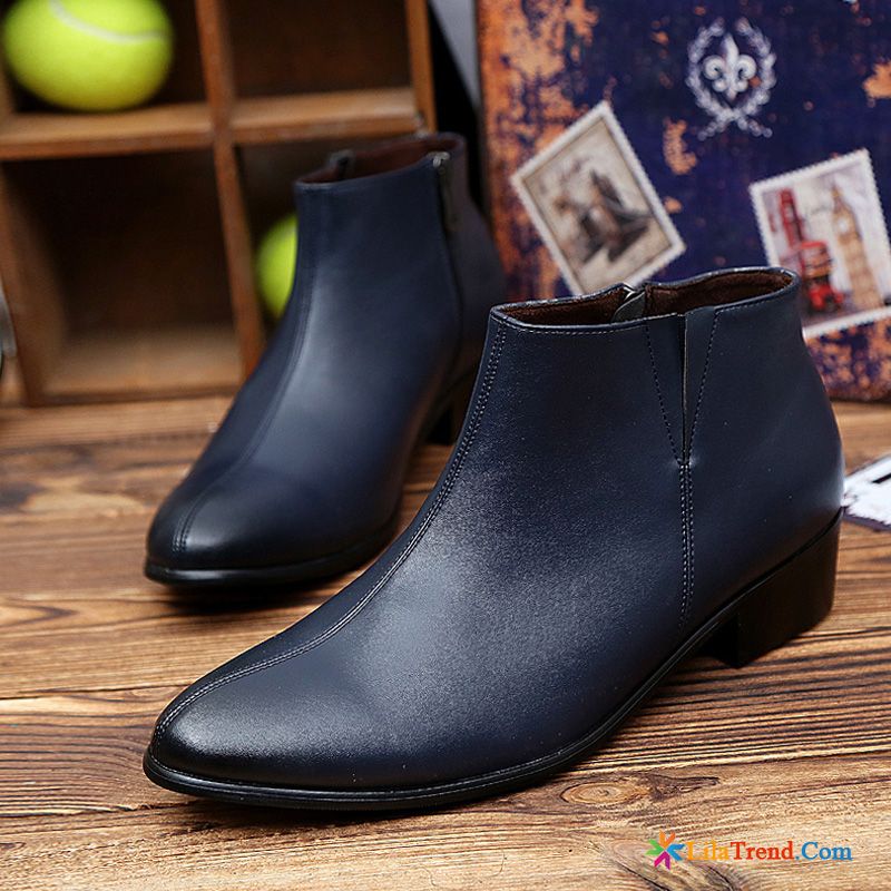 Schnürboots Herren Dunkel Retro Geschäft Spitze Stiefel Erhöht Kaufen