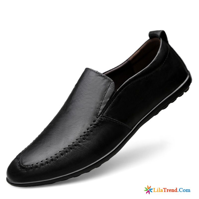 Schnürschuhe Leder Herren Lindgrün Weiche Sohle Faul Lederschuhe Slip-on Mokassins Günstig