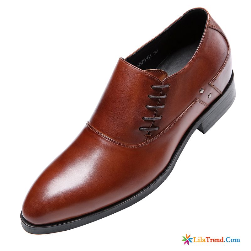 Schuhe Cognac Herren Dicke Sohle Formeller Anzug Trend Erhöht Spitze Billig