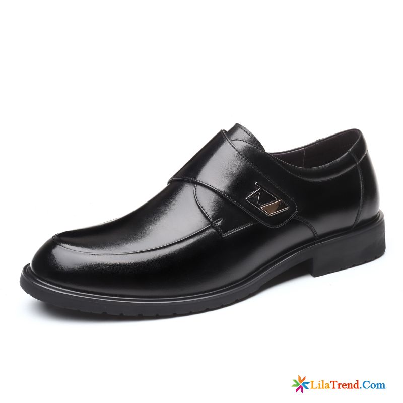 Schuhe Leder Casual Dunkelrot British Atmungsaktiv Schwarz Runde Zehe Formeller Anzug Günstig