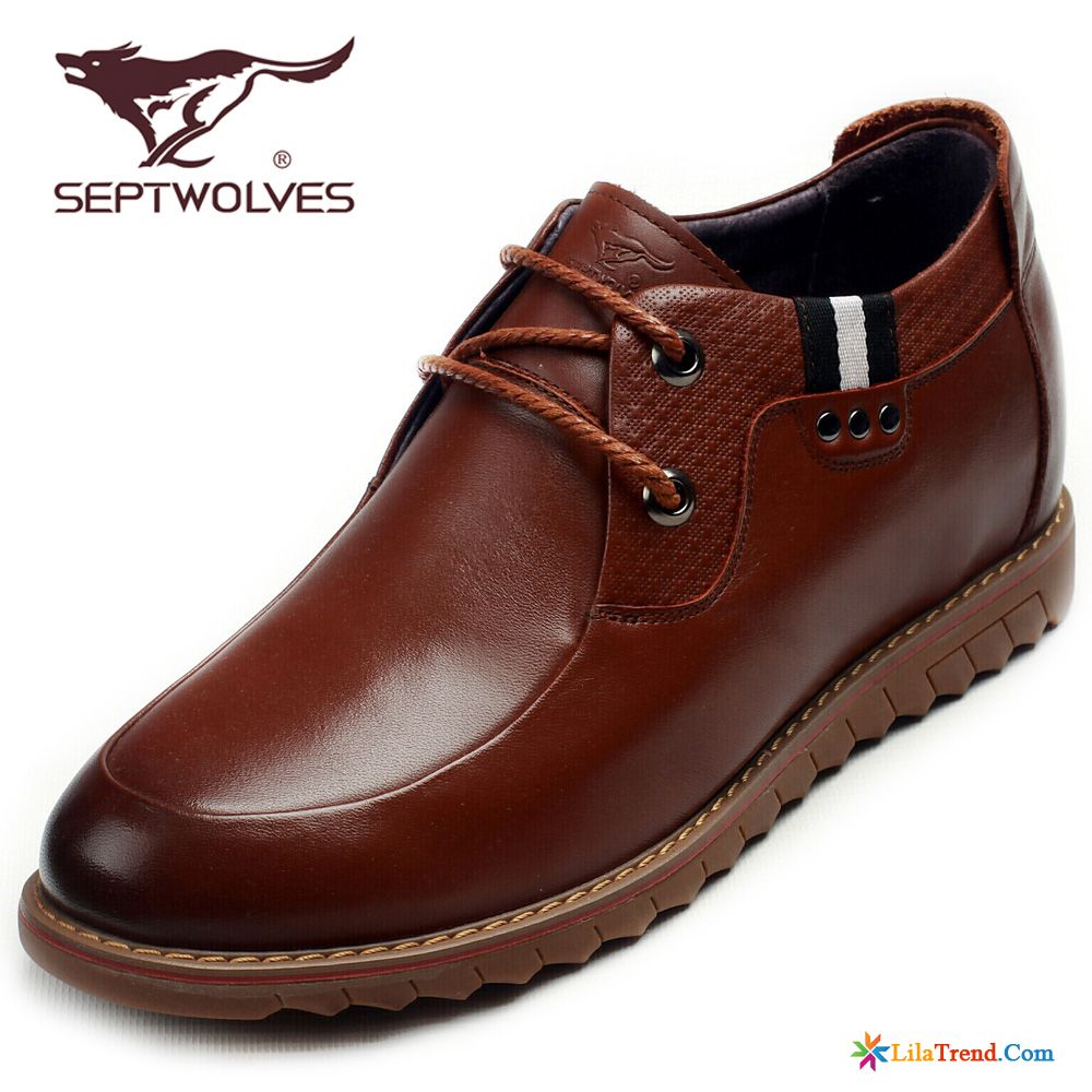 Schuhe Winter Herren Kaffeebraun Casual Echtleder Schuhe Lederschuhe Erhöht Günstig