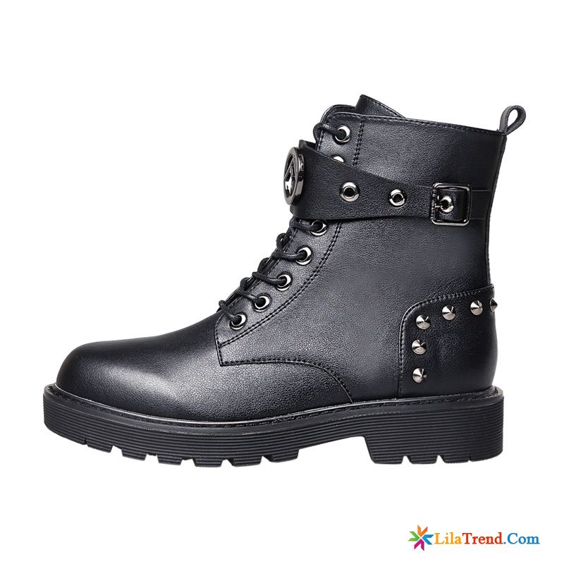 Schwarze Boots Damen Durchsichtig Allgleiches Winter Flache Herbst Schwarz Kaufen