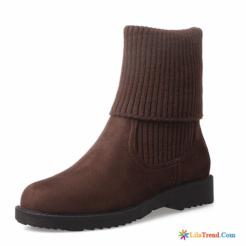 Schwarze Boots Damen Kurze Stiefel Allgleiches Baumwolle Schuhe Plus Samt Winter Günstig