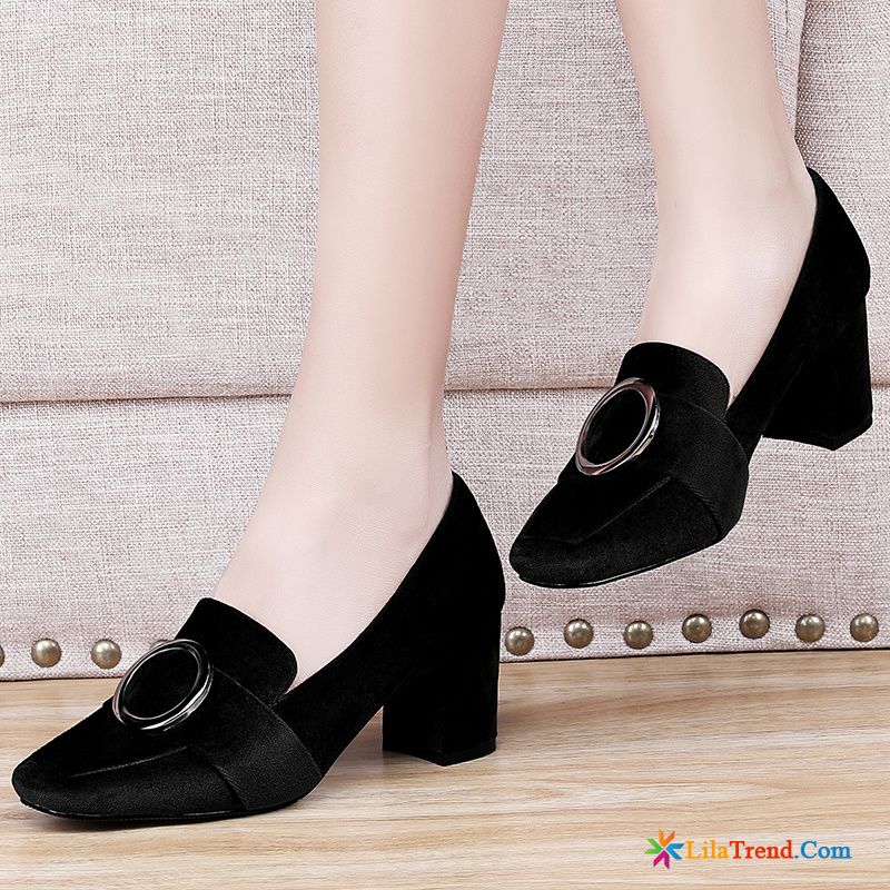 Schwarze Pumps Mit Riemen Trend Retro Damen Schuhe Neue