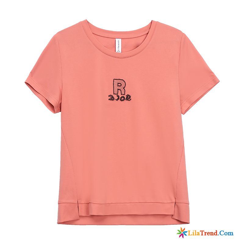 Shirt Rosa Damen Damen Brief Rundausschnitt Lose Kurzer Absatz Kaufen