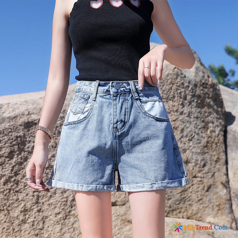 Skinny High Kurze Hosen Damen Meeresgrün Weites Bein Denim Trend Sommer Lose Kaufen