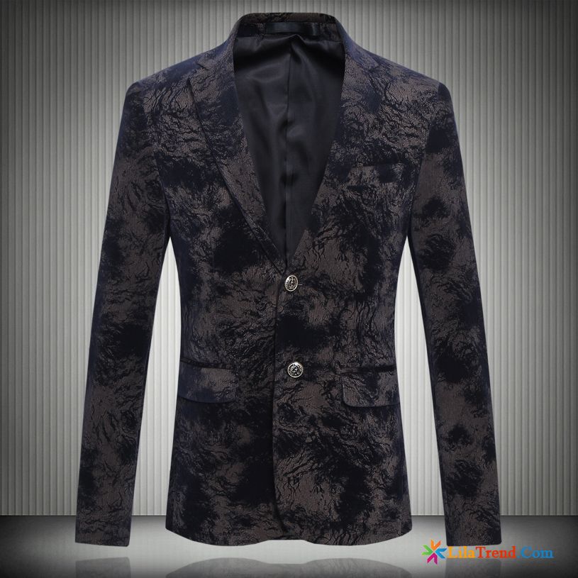 Smoking Blazer Herren Hellblau Drucken Herren Freizeit Kostüm Herbst Kaufen