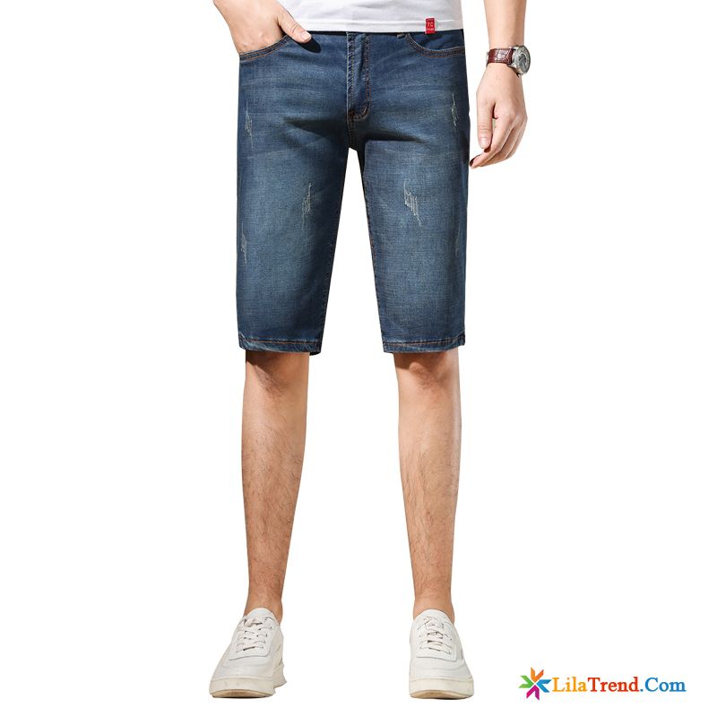 Sommer Leinenhose Herren Weinrot Kurze Hose Ultra Denim Elastizität Herren