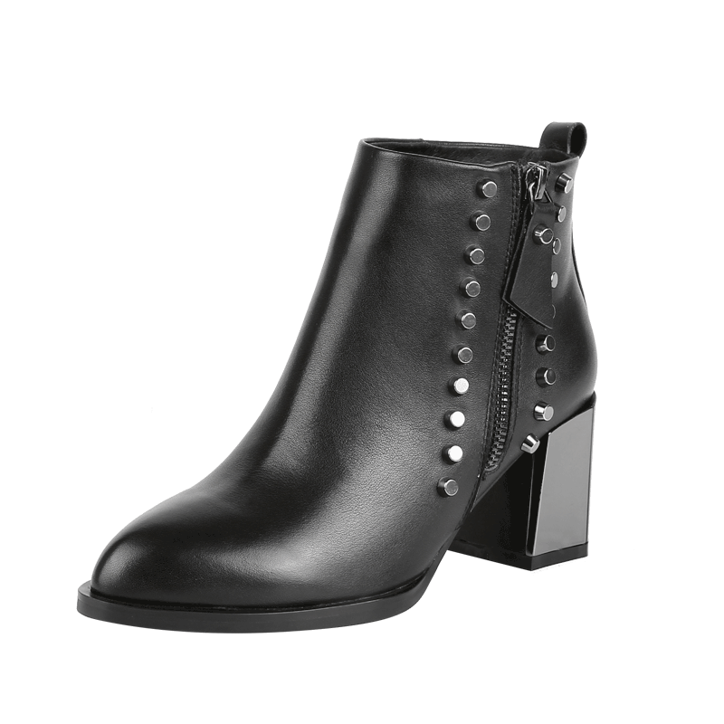 Stiefeletten Damen Schwarz Dick Hochhackigen Stiefel Damen Echtleder Verkaufen