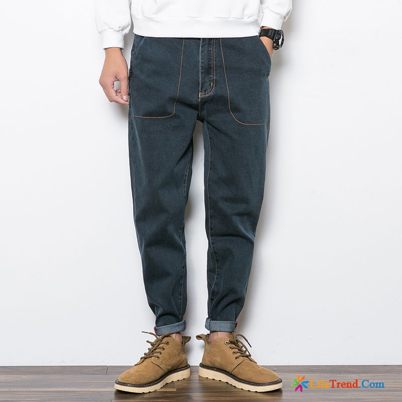 Superenge Jeans Herren Türkis Herren Plus Samt Trendmarke Herbst Jeans Kaufen