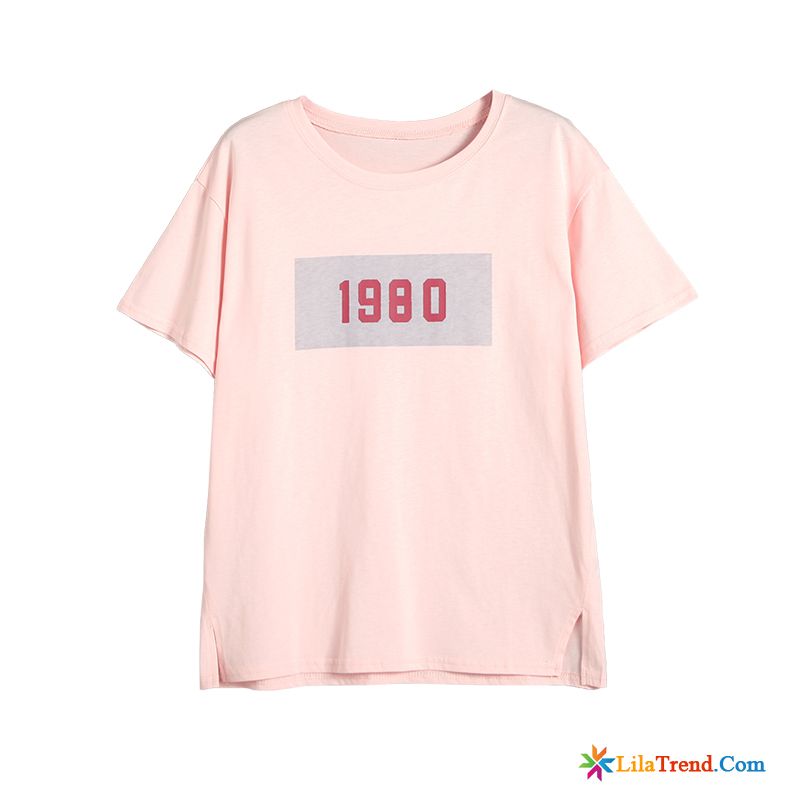 T Shirt Mit Elasthan Damen Rosa Hülse Mantel Hoch Lose Günstig