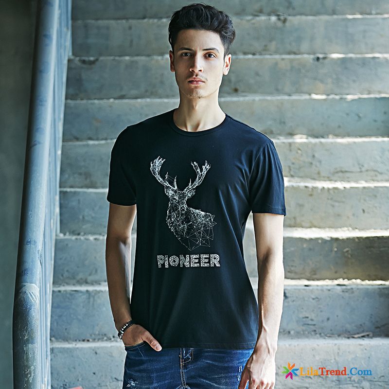 T Shirt Mit Knopfleiste Herren Lindgrün Sommer Halbe Ärmel Lose Herren Drucken Kaufen