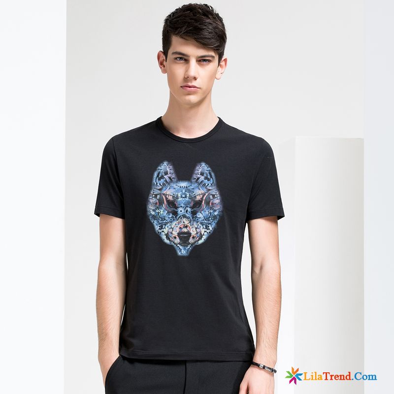 T Shirt Ohne Ärmel Herren Wolf Herren T-shirts Drucken Rundausschnitt Billig