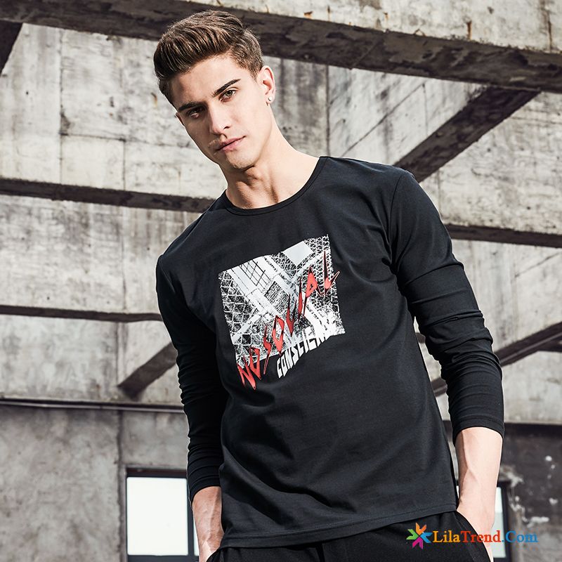 T Shirts Online Bestellen Schlank Herren Brief Feder Drucken Günstig