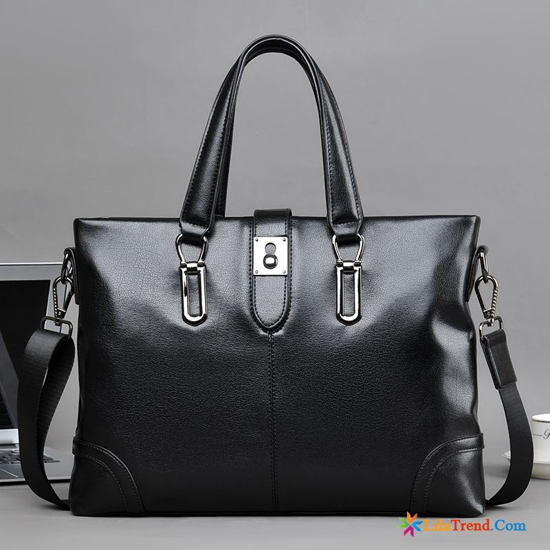 Tasche Herren Business Scharlachrot Schwarz Aktentasche Schultertaschen Handtaschen Vertikaler Schnitt