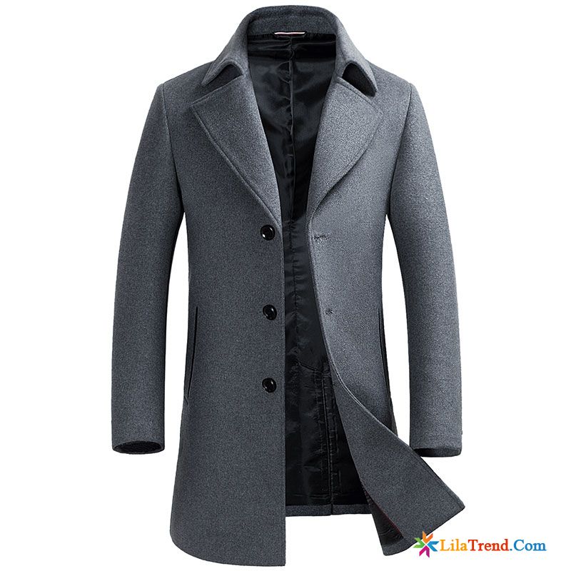 Trenchcoat Herren Grau Kupfer Revers Neu Mäntel Winter Lange Sale