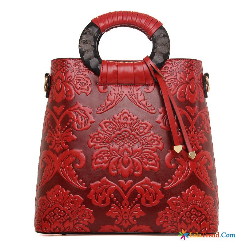 Umhängetasche Damen Groß Elegant Handtaschen Geprägt Sommer Rot Günstig