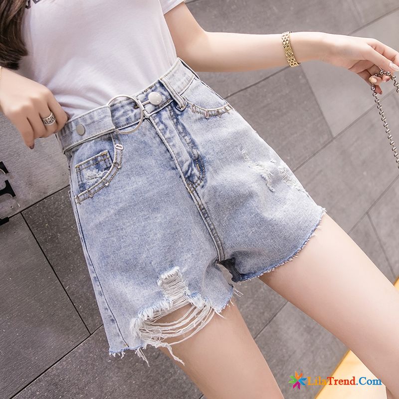 Weiße Hose Damen High Waist Dünn Denim Hot Pants Rote Outwear Rabatt