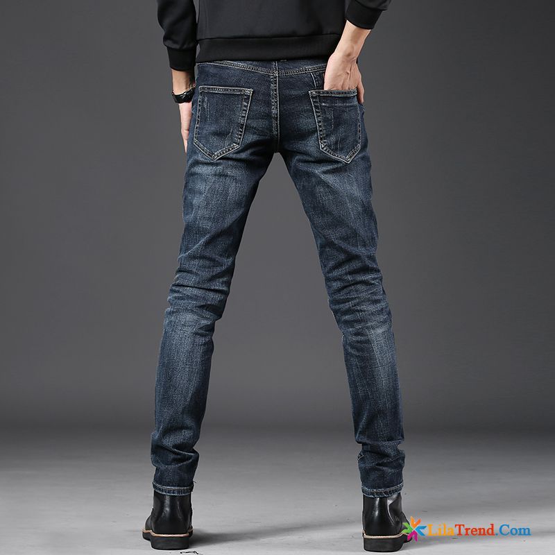 Weiße Jeans Herren Slim Fit Hellblau Herren Freizeit Schlank Schmales Bein Jeans Günstig