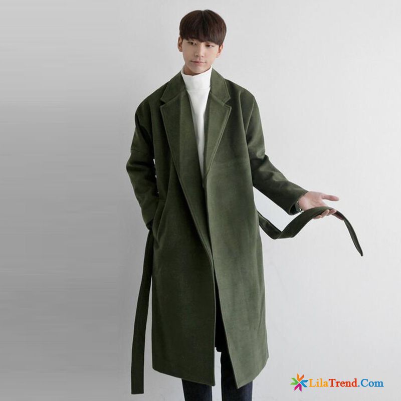 Winter Trenchcoat Herren Lange Überzieher Wolle Trend Herbst Verkaufen