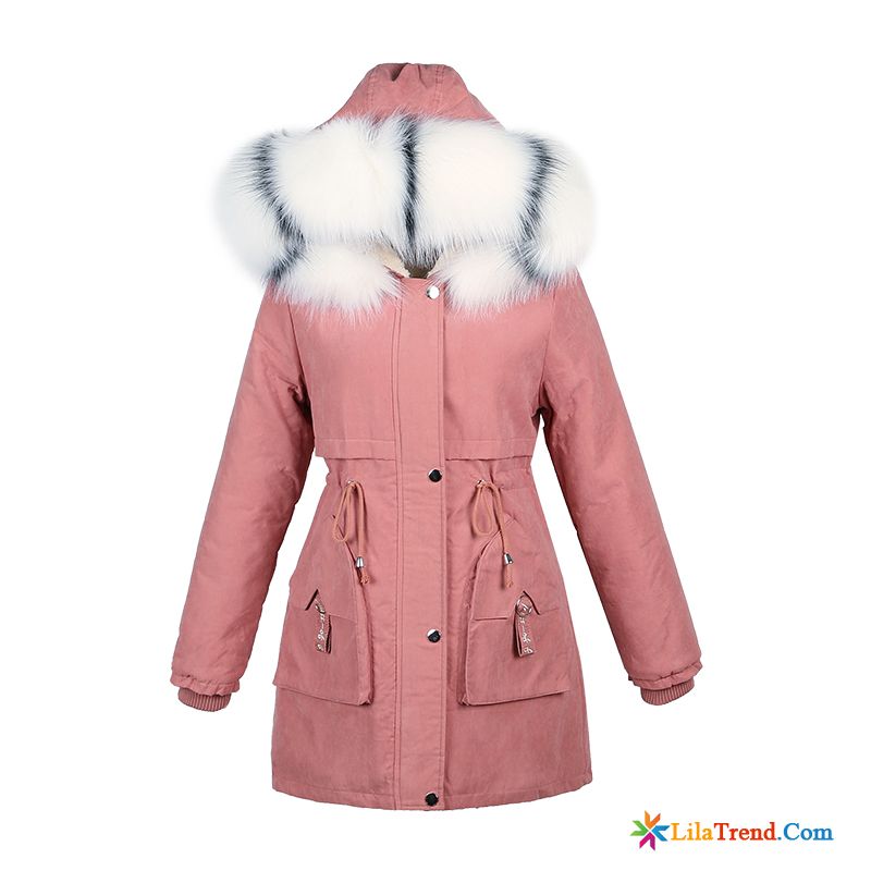 Winterjacke Damen Braun Rosa Winter Elegant Lange Ärmel Baumwolle Kaufen