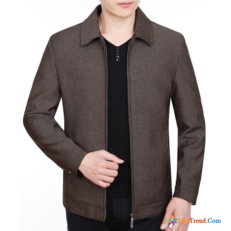 Winterjacke Herren Fell Kaffeebraun Revers Dünn Schlank Jacke Trend Verkaufen