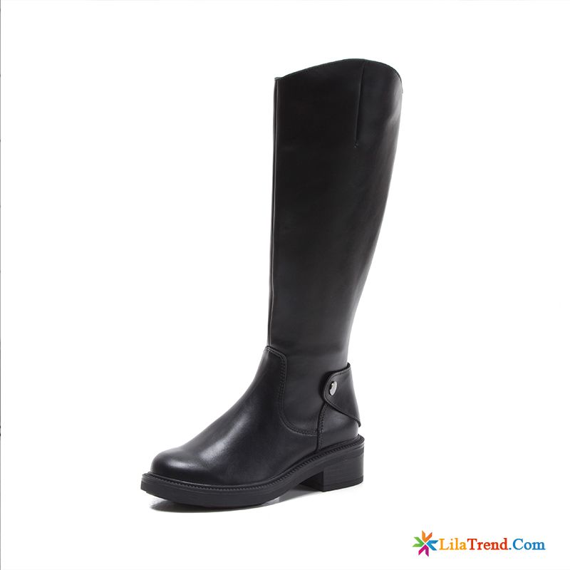 Winterschuhe Damen Stiefeletten Stiefel Neue Mitte Schwarz Ritterstiefel Verkaufen