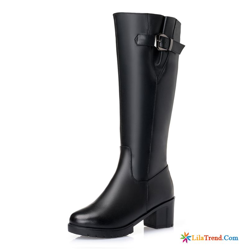 Winterstiefel Schwarz Damen Rosarot Hochhackigen Winter Stiefel Schwarz Echtleder